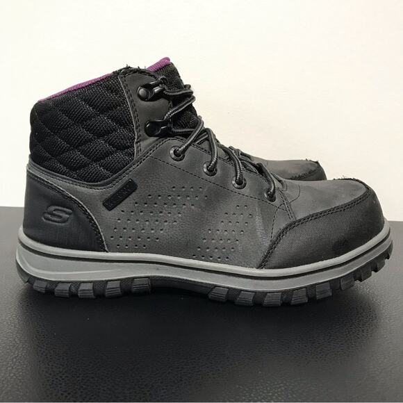 Skechers Shoes - Skechers Womens McColl Composite Toe Waterproof Work Boots Gray Black Purple 8